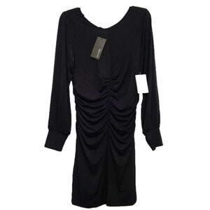 19 Cooper Black Bodycon Shirred Dress Large